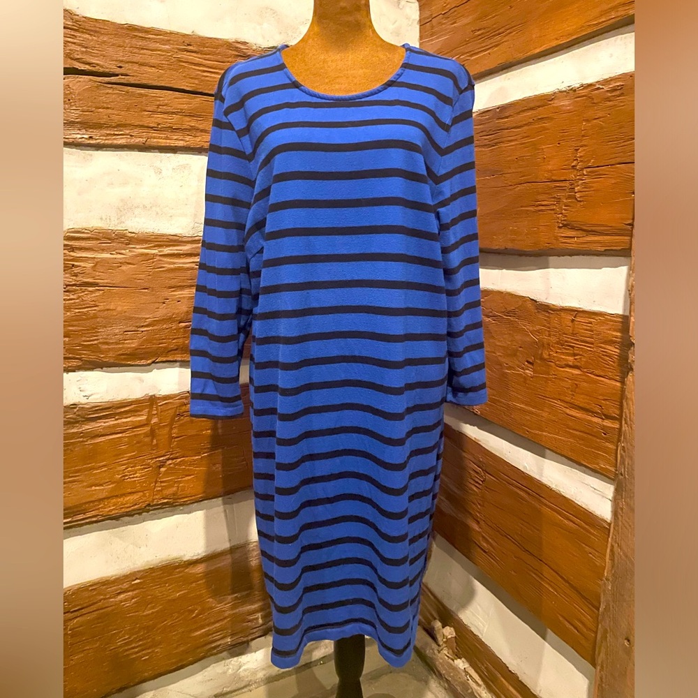 Old Navy Blue Long Sleeve Dress with Black Stripes